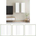 The living store meubles tv 2 pcs blanc 30, 5x30x90 cm bois d?ingnierie - meuble tv mural - meuble tv ...