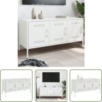 The living store - meuble tv blanc 100, 5x39x50, 5 cm acier - meubles tv - meuble tv industriel - meuble ...