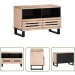 The living store - meuble tv blanc 70x34x46 cm bois massif de manguier - meubles tv - meuble tv industriel ...