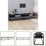 The living store meuble tv marbre noir 220x40x40, 5 cm verre tremp - meuble tv - meuble audio - meuble ...