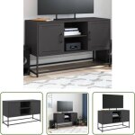 The living store - meuble tv noir 100, 5x39x60, 5 cm acier - meubles tv - meuble tv industriel - meuble ...