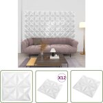 The living store - panneaux muraux 3d 12 pcs 50x50 cm blanc origami 3 m - panneau mural 3d - papier ...