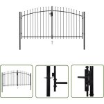 Portillon double porte avec dessus  pointe acier 3x1, 5 m noir - portail de jardin - portillon - clture ...