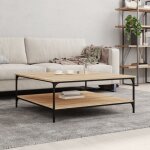 The living store table basse chne sonoma 100x100x40 cm bois d'ingnierie - table basse - meuble salon ...