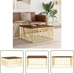 The living store - table basse dor acier inoxydable et bois massif rcupration - table basse dore ...