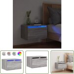 Table de chevet murale avec lumi�res led sonoma gris - table de chevet murale - meuble de rangement mural ...