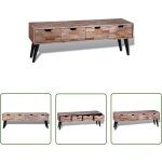 The living store - table console tv avec 4 tiroirs bois de teck recycl - meuble tv vintage - meuble ...