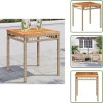 The living store table de jardin m�lange beige 38x38x42 cm rotin et bois acacia - table de jardin - mobilier ...