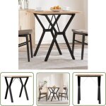 The living store - table  manger cadre en y 70x70x75, 5cm bois de pin massif acier - table  manger ...