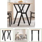 The living store - table  manger cadre en y 70x70x75 cm bois de pin massif acier - table  manger - ...