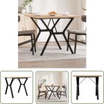 The living store - table  manger cadre en y 90x90x75, 5cm bois de pin massif acier - table  manger ...