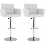 The living store - tabourets de bar lot de 2 blanc similicuir - tabouret de bar - tabourets de comptoir ...