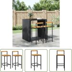 The living store - tabourets de bar lot de 2 noir résine tressée et bois d'acacia - tabouret de bar - ... The living store - tabourets de bar lot de 2 noir résine tressée et bois d'acacia - tabouret de bar - ...