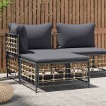 The living store - tabouret de jardin avec coussin gris fonc rsine tresse - chaise de jardin - fauteuil ...