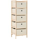 The living store - tagre de rangement 5 paniers tissu bois de cdre beige - tagre de rangement - meuble ...