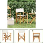 The living store - vidaxl chaise de metteur en scène pliante crème bois teck massif The living store - vidaxl chaise de metteur en scène pliante crème bois teck massif