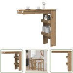 The living store - vidaxl table de bar murale ch�ne artisanal bois d'ing�nierie