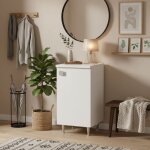 The white stone meuble bas 1 porte droite blanc fr�ne - armoire polyvalente avec pieds m�tal - profondeur ...