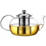 Thire en verre de 1200 ml avec filtre  th mnager et poigne en verre transparent rsistant  la ...