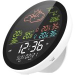 Thermo - hygrom�tre int�rieur / ext�rieur � suspendre, station m�t�o wifi intelligente avec horloge (3 ...