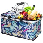 Thermo panier de pique - nique pliable grand isolierkorb comme panier & sac isotherme 30l feuilles