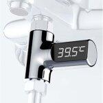 Thermom�tre de bain num�rique led - 5 - 85 �c - d�bit d'eau en temps r�el - �cran rotatif � 360� - pour ...