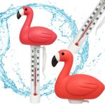 Thermom�tre flamant rose flottant pour piscine, jacuzzi, spa, flotteur � 2 �chelles