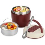 Thermos alimentaire chaud 1200ml, acier inoxydable boite repas isotherme lunch box avec poign�e, contenants ...