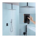 Colonne de douche encastr systmes de douche noir kit de douche avec 16 pouces tte de douche douchette ...