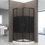 Tibyblack cabine douche 90x90 cm + receveur 1 / 4 de cercle verre s�rigraphi� ligne, coulissant noir ...