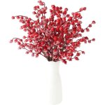 Tiges de baies rouges givr�es, lot de 6, 43 cm de long, artificielles, effet neige, pour d�corer votre ...
