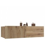 Tigo - meuble sous - lavabo ch�ne fa�ade rainur�e 2 tiroirs - 140�37, 5�53 cm