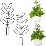 Tigrezy - lot de 2 treillis m�talliques pour plantes d'int�rieur, petits treillis en forme de feuilles ...