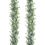 Tigrezy - guirlande d'eucalyptus artificiel, lot de 2 vignes artificielles suspendues, feuilles d'eucalyptus, ...