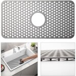 Tigrezy - tapis d'�vier en silicone, grille de protection pour �vier de cuisine, 62 x 32 cm, gris