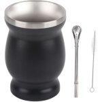 Tikatarer yerba mate cup, tasses � mate traditionnelles noires � double paroi de 230 ml avec cuill�re ...