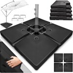 Tillvex pied de parasol dport noir, 90 litres / 120 kg, en 4 parties, avec connecteurs mtalliques ...