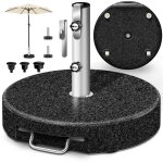 Tillvex pied de parasol en granit avec roulettes et manche télescopique, anthracite - 27 kg rond pied ... Tillvex pied de parasol en granit avec roulettes et manche télescopique, anthracite - 27 kg rond pied ...