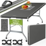 Tillvex table de jardin pliante 220x70 cm en plastique avec poignée idéale comme buffet, pour terrasse, ... Tillvex table de jardin pliante 220x70 cm en plastique avec poignée idéale comme buffet, pour terrasse, ...