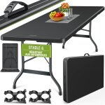 Tillvex table de jardin pliante 220x70 cm en plastique avec poignée idéale comme buffet, pour terrasse, ... Tillvex table de jardin pliante 220x70 cm en plastique avec poignée idéale comme buffet, pour terrasse, ...