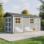 Timbela - abri de jardin qualité premium 8. 52 + 2. 95 m² - h252x250x530 cm - construction de panneaux ... Timbela - abri de jardin qualité premium 8. 52 + 2. 95 m² - h252x250x530 cm - construction de panneaux ...