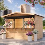 Timbela m150az maison de jardin en bois, �tal de march� en bois, grand stand de vendeur avec comptoir ...