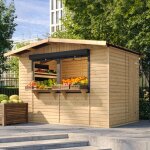 Timbela ? abri de jardin en bois 263 x 336 cm ? surface 6 m� ? toit en t�le ondul�e ? porte verrouillable ...