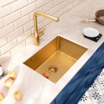 Ceramia - timeless vier de cuisine sous plan inox 304, 1 bac , 55x45x21 cm, or bross pvd