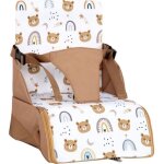 Tineo - rehausseur nomade 30 x 28 x 13 cm - ultra compact - camel / oursons Tineo - rehausseur nomade 30 x 28 x 13 cm - ultra compact - camel / oursons