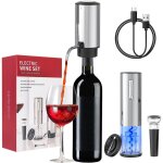 Tire bouchon electrique 4 en 1 coffret cadeau avec ouvre bouteille rechargeable, a�rateur de vin automatique, ...