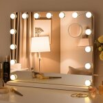 Tlgreen 58 x46cm hollywood miroir de maquillage avec �clairage, 15 led, 3 couleurs de lumi�re, luminosit� ...