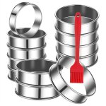 Paquet de 12 anneaux  muffins anglais, crumpets 3, 15 pouces, doubles rouls en acier inoxydable, moules ...