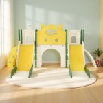 Toboggan enfants 7 en 1 - avec double toboggan, panier de basket, aire de jeux pour enfants, convient ...