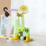 Design in - toboggan enfants aire de jeux 6 en 1 balan�oire portique panier basketball escalade but football ...